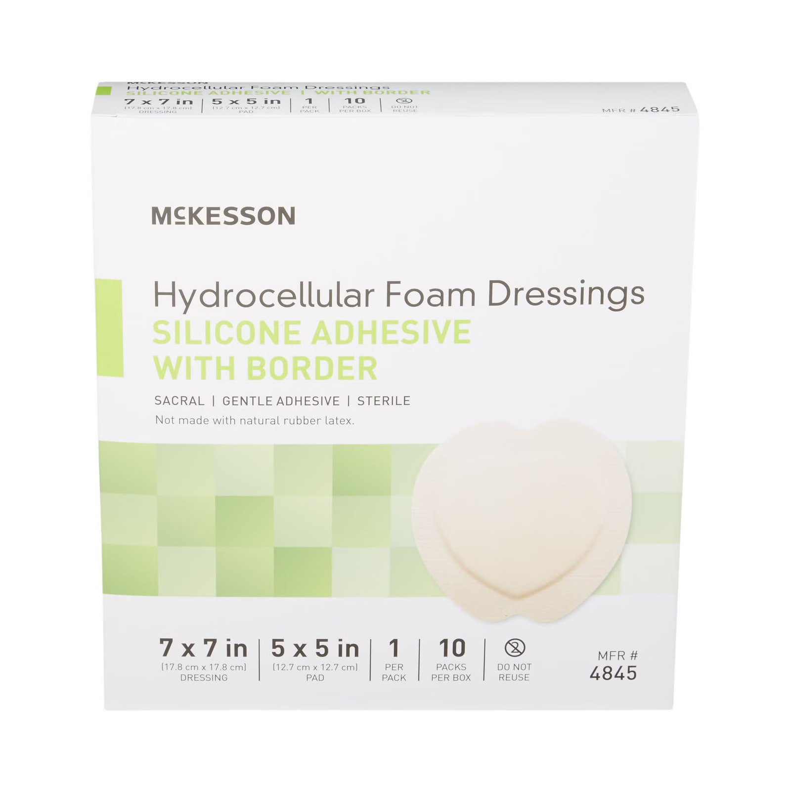 Silicone Foam Dressing McKesson 7 X 7 Inch Sacral Silicone Adhesive with Border Sterile 886434 - 4845 886434 – 4845 - Image 4