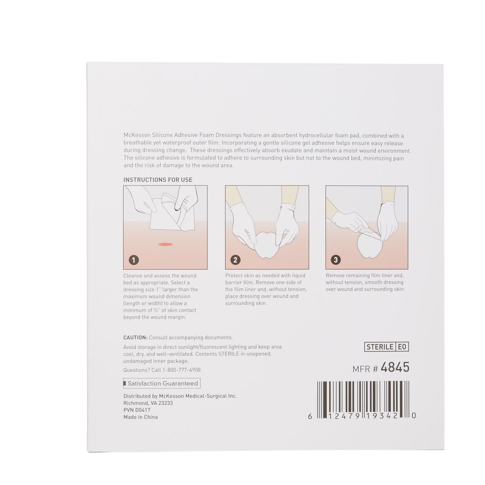 Silicone Foam Dressing McKesson 7 X 7 Inch Sacral Silicone Adhesive with Border Sterile 886434 - 4845 886434 – 4845 - Image 5