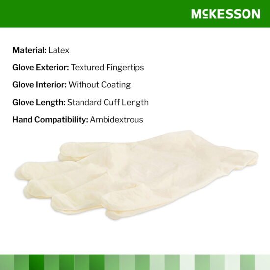 Exam Glove McKesson Confiderm® Medium NonSterile Latex Standard Cuff Length Textured Fingertips Ivory Not Chemo Approved