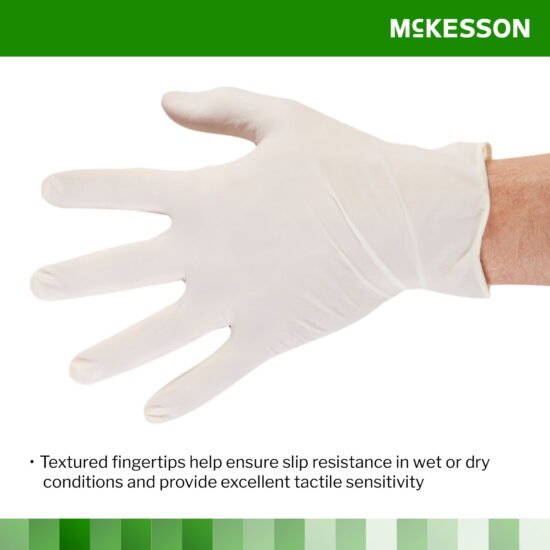 Exam Glove McKesson Confiderm® Large NonSterile Latex Standard Cuff Length Textured Fingertips Ivory Not Chemo Approved