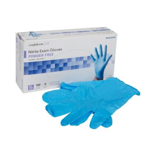 Exam Glove McKesson Confiderm® 3.8 X-Large NonSterile Nitrile Standard Cuff Length Textured Fingertips Blue Not Chemo Approved 921612 - 14-690 921612 – 14-690