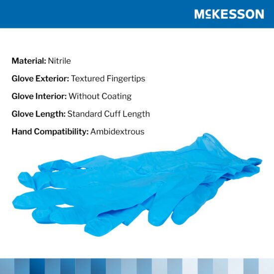Exam Glove McKesson Confiderm® 3.8 Large NonSterile Nitrile Standard Cuff Length Textured Fingertips Blue Not Chemo Approved 921613 - 14-688 921613 – 14-688