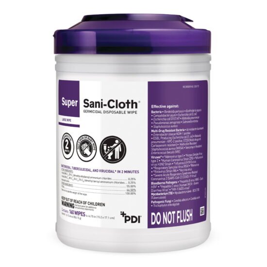 Super Sani-Cloth® Surface Disinfectant Premoistened Germicidal Manual Pull Wipe 160 Count Canister Disposable Alcohol Scent NonSterile 928732 - Q55172 928732 – Q55172