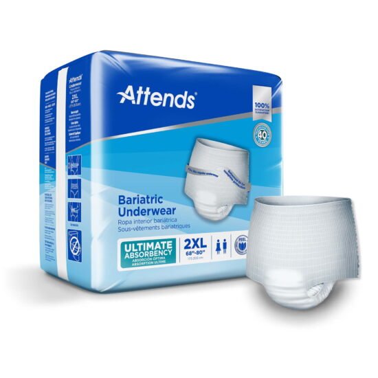 Unisex Adult Absorbent Underwear Attends® Bariatric Pull On with Tear Away Seams 2X-Large Disposable Moderate Absorbency 950228 - AU50 950228 – AU50