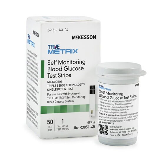 Blood Glucose Test Strips McKesson TRUE METRIX® 50 Strips per Box For McKesson TRUE METRIX® Self Monitoring Blood Glucose System 960300 - 06-R3051-45 960300 – 06-R3051-45